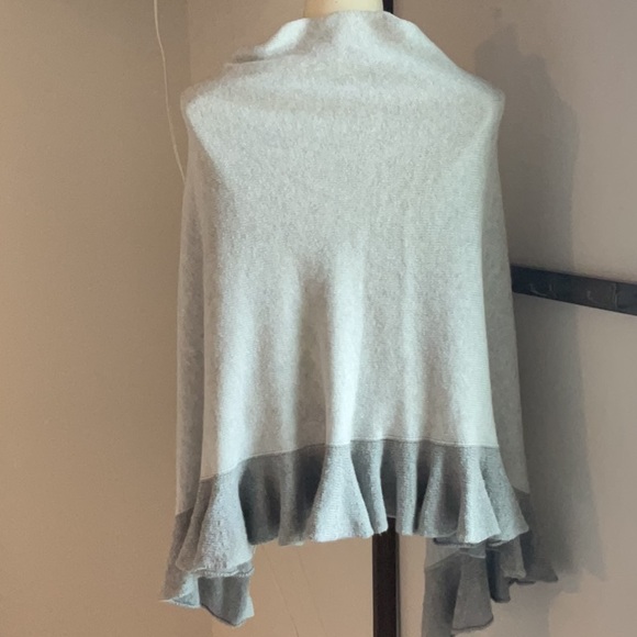 3/$35 Two-tone Gray Frilly Poncho - Picture 3 of 6